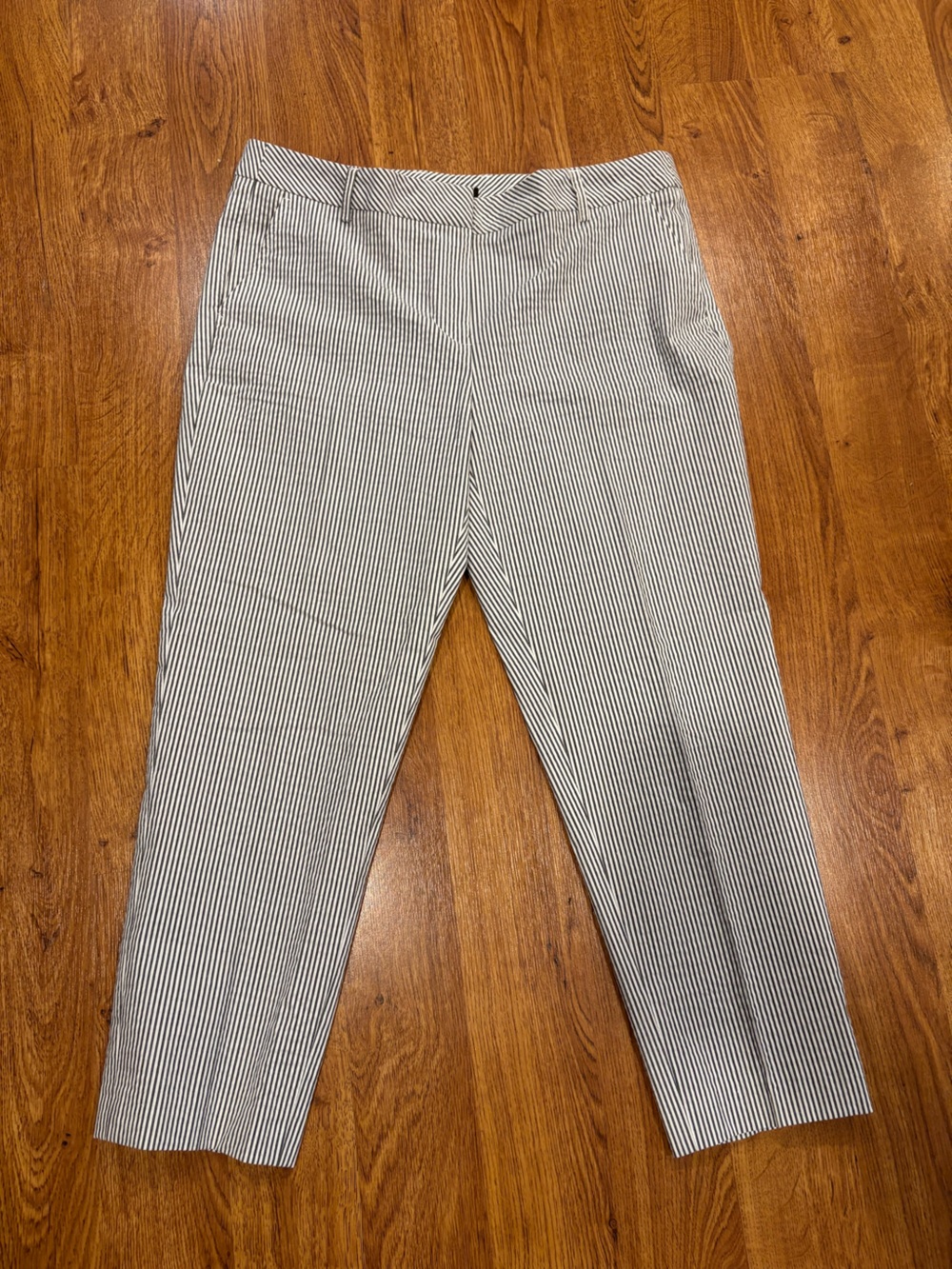 Jones New York Pinstripe Pants 10P Office Siren Corporate Chic Straight Leg - Picture 3 of 7